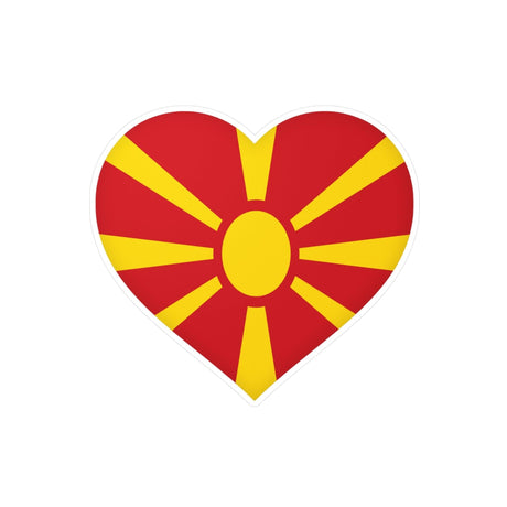 Autocollant en coeur Drapeau de la Macédoine du Nord en plusieurs tailles - Pixelforma 