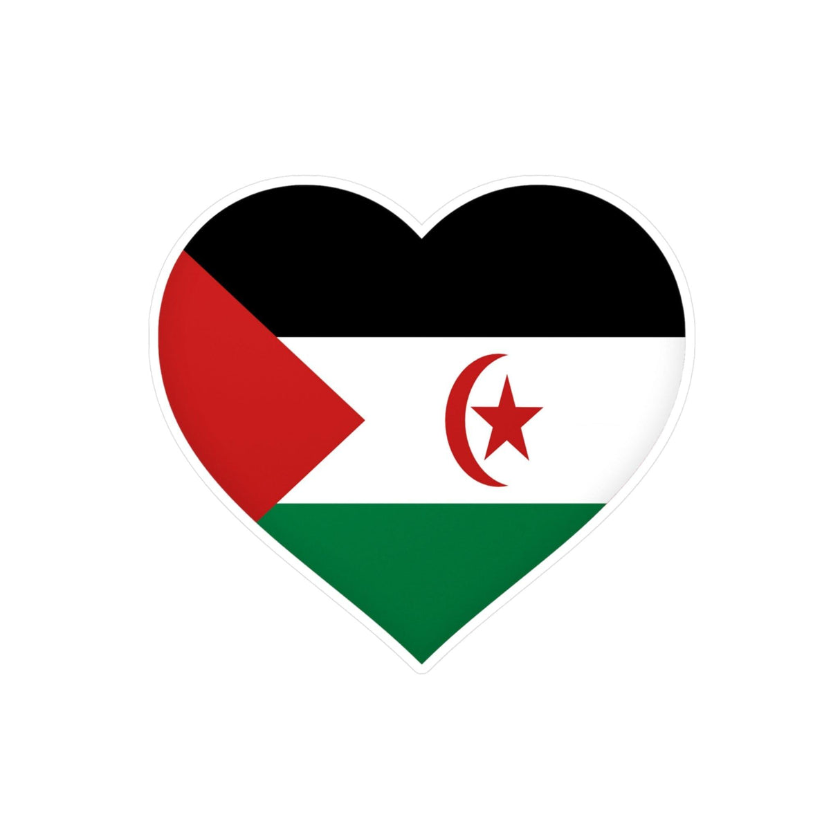 Autocollant en coeur Drapeau de la République arabe sahraouie démocratique en plusieurs tailles - Pixelforma 