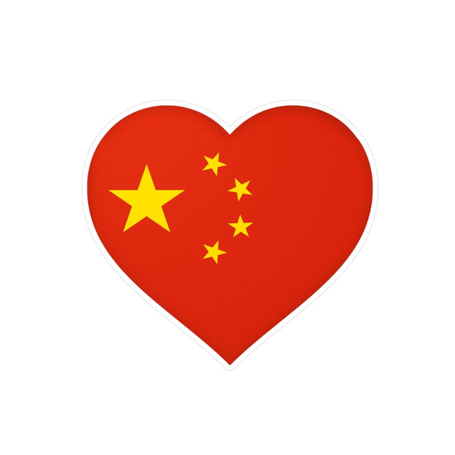 Autocollant en coeur Drapeau de la république populaire de Chine en plusieurs tailles - Pixelforma 