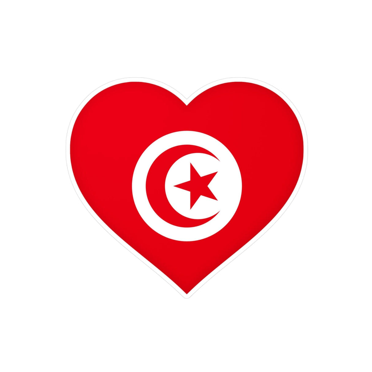 Autocollant en coeur Drapeau de la Tunisie en plusieurs tailles - Pixelforma 