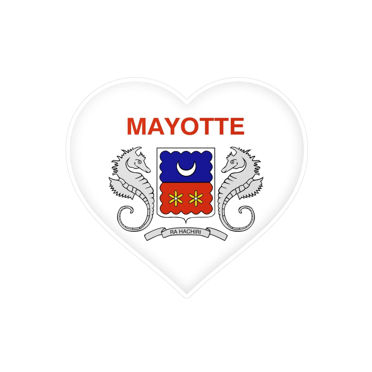 Autocollant en coeur Drapeau de Mayotte en plusieurs tailles - Pixelforma 