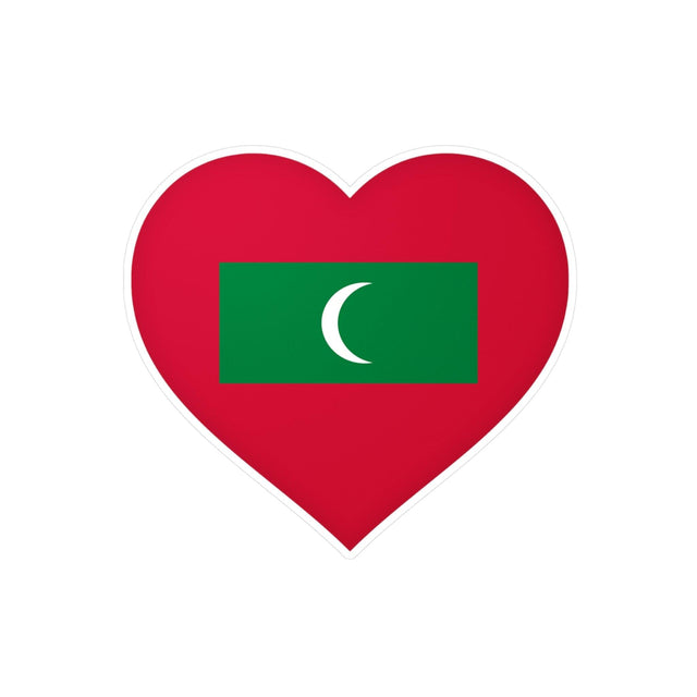 Autocollant en coeur Drapeau des Maldives en plusieurs tailles - Pixelforma 