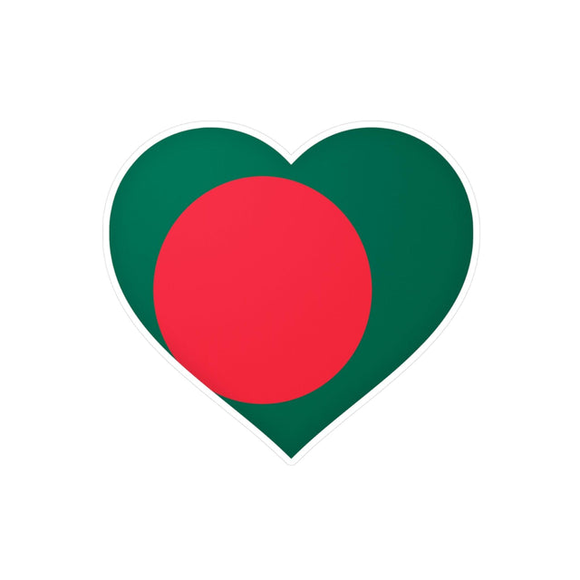 Autocollant en coeur Drapeau du Bangladesh en plusieurs tailles - Pixelforma 