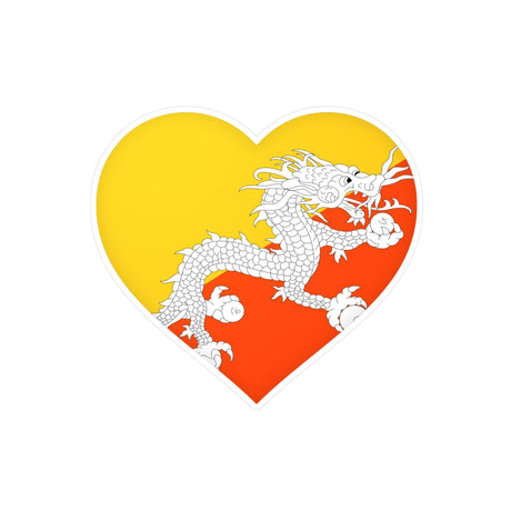Autocollant en coeur Drapeau du Bhoutan en plusieurs tailles - Pixelforma 