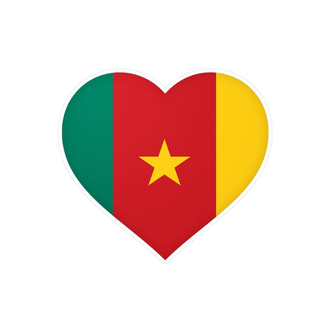 Autocollant en coeur Drapeau du Cameroun en plusieurs tailles - Pixelforma 