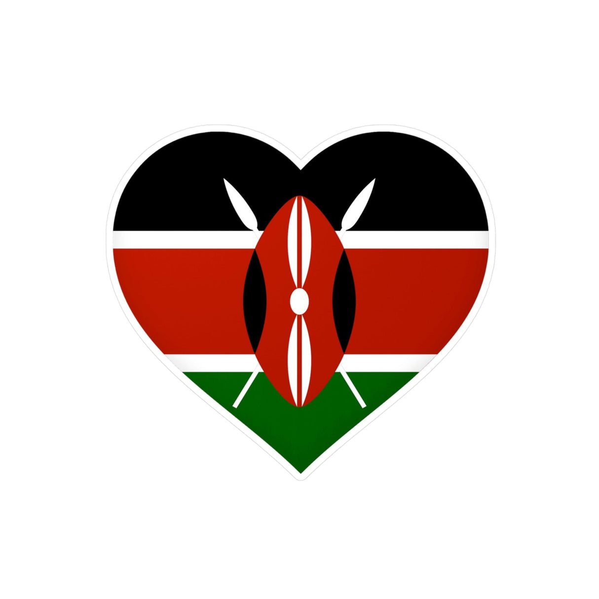 Autocollant en coeur Drapeau du Kenya en plusieurs tailles - Pixelforma 