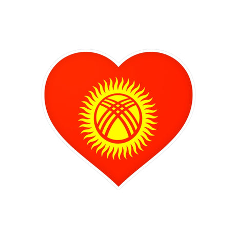 Autocollant en coeur Drapeau du Kirghizistan en plusieurs tailles - Pixelforma 