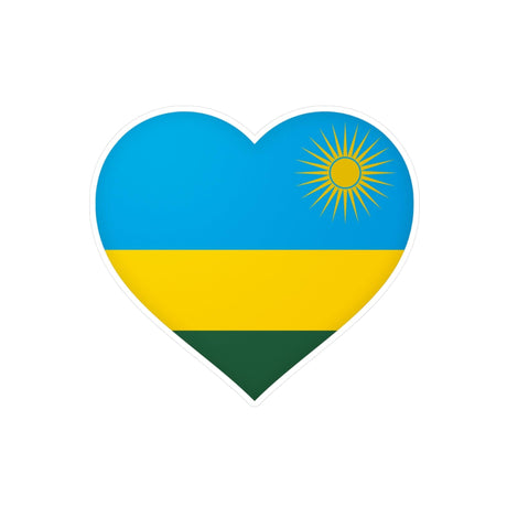 Autocollant en coeur Drapeau du Rwanda en plusieurs tailles - Pixelforma 