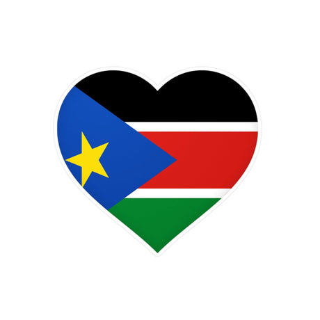 Autocollant en coeur Drapeau du Soudan du Sud en plusieurs tailles - Pixelforma 