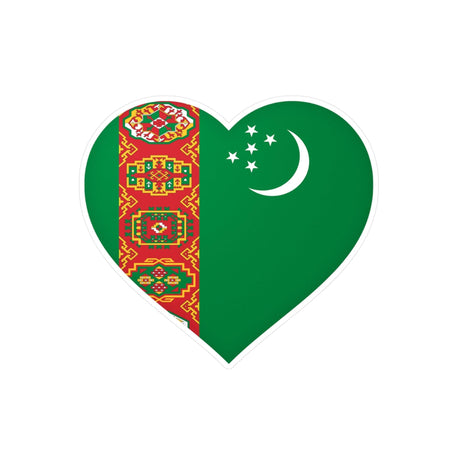 Autocollant en coeur Drapeau du Turkménistan en plusieurs tailles - Pixelforma 