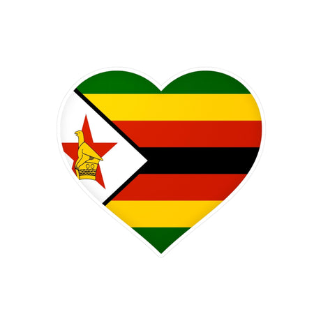 Autocollant en coeur Drapeau du Zimbabwe en plusieurs tailles - Pixelforma 
