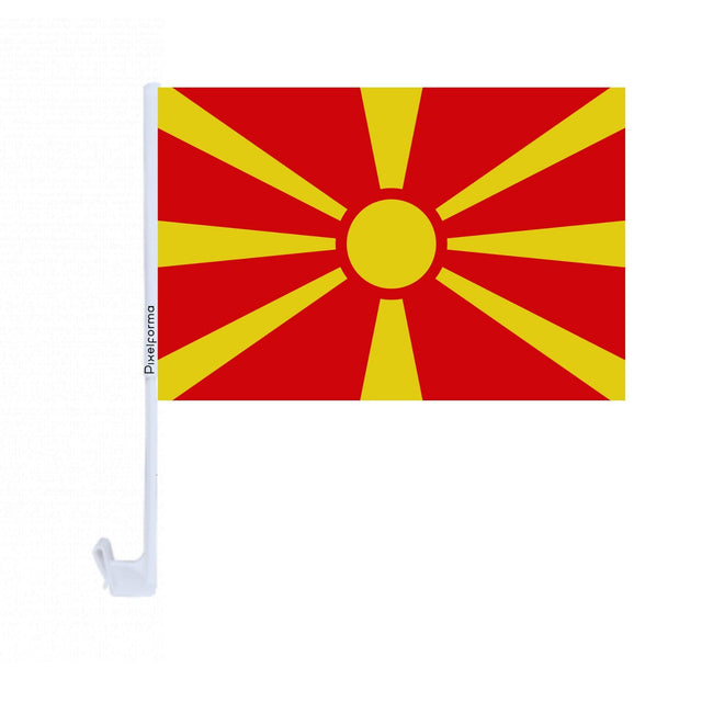 Drapeau voiture de la Macédoine du Nord en polyester - Pixelforma 