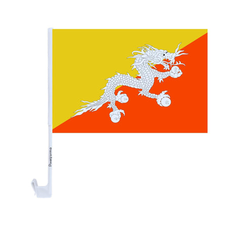 Drapeau voiture du Bhoutan en polyester - Pixelforma 