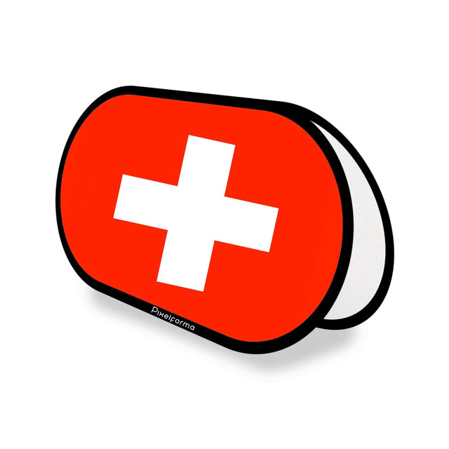 Support publicitaire ovale Drapeau et armoiries de la Suisse - Pixelforma 